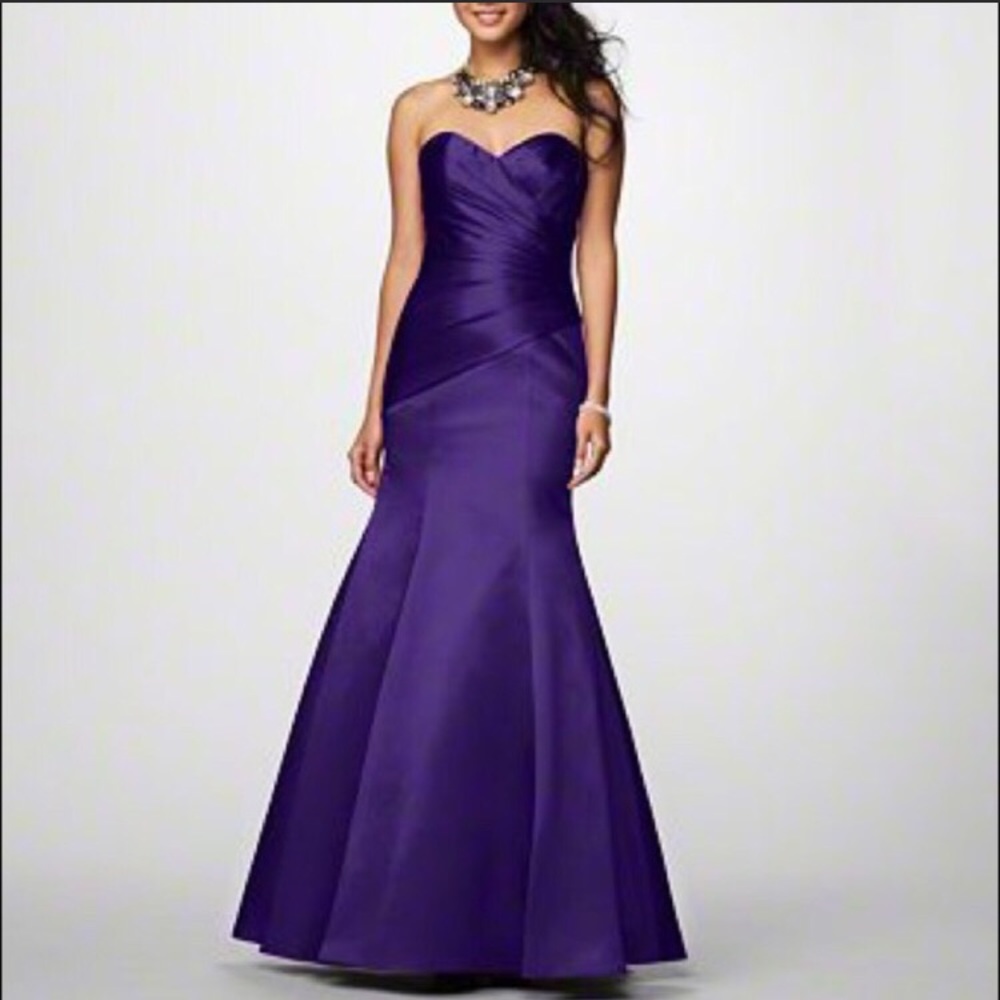 Alfred Angelo Satin Long Mermaid Dress in Eggplant